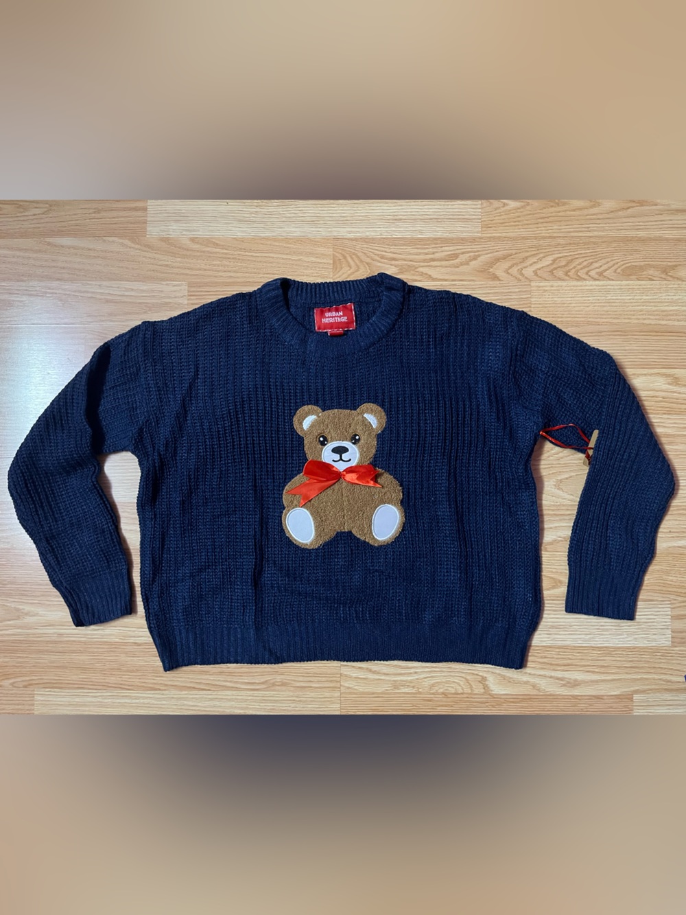 Urban Planet Navy Crewneck Sweater with Teddy Bear